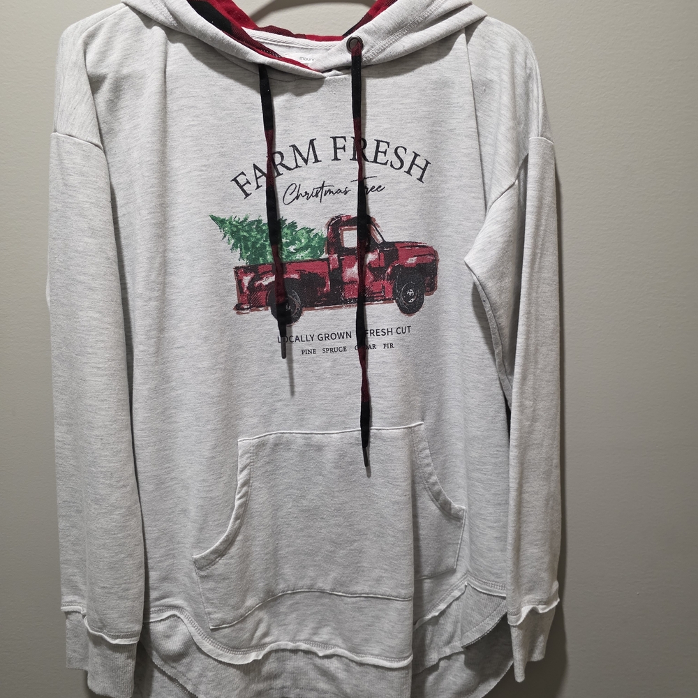 Maurices Gray Farm Fresh Christmas Hoodie
